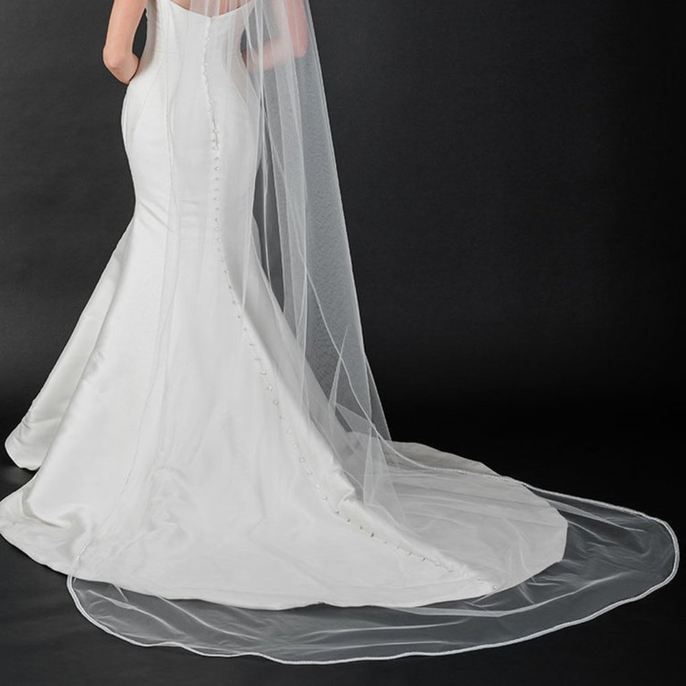 Bel Aire - Cathedral Rhinestone Veil - V7512C - Ivory